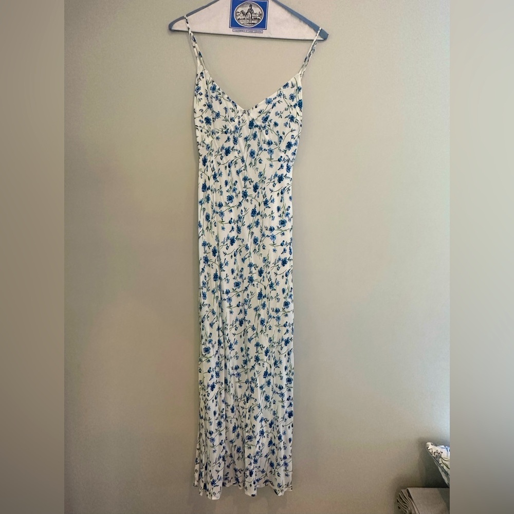 Blue and White floral Midi Dress